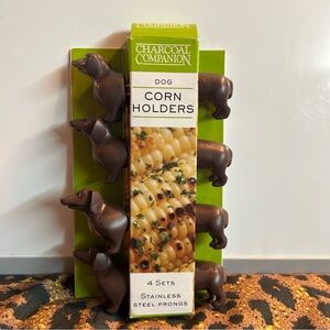 Charcoal Company brown Weiner/Dashhound dog corn holders 4 stainless steel